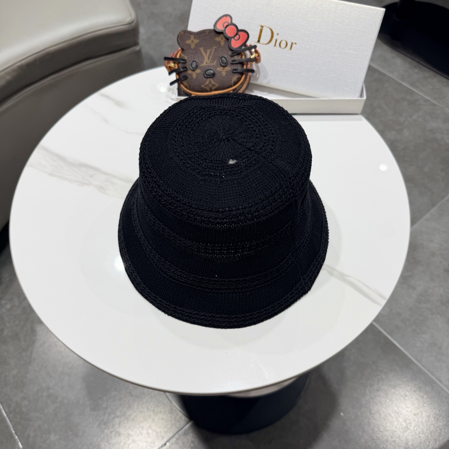 Dior迪奥百搭针织镂空渔夫帽子女春夏季2026新款透气遮阳防晒帽子盆帽