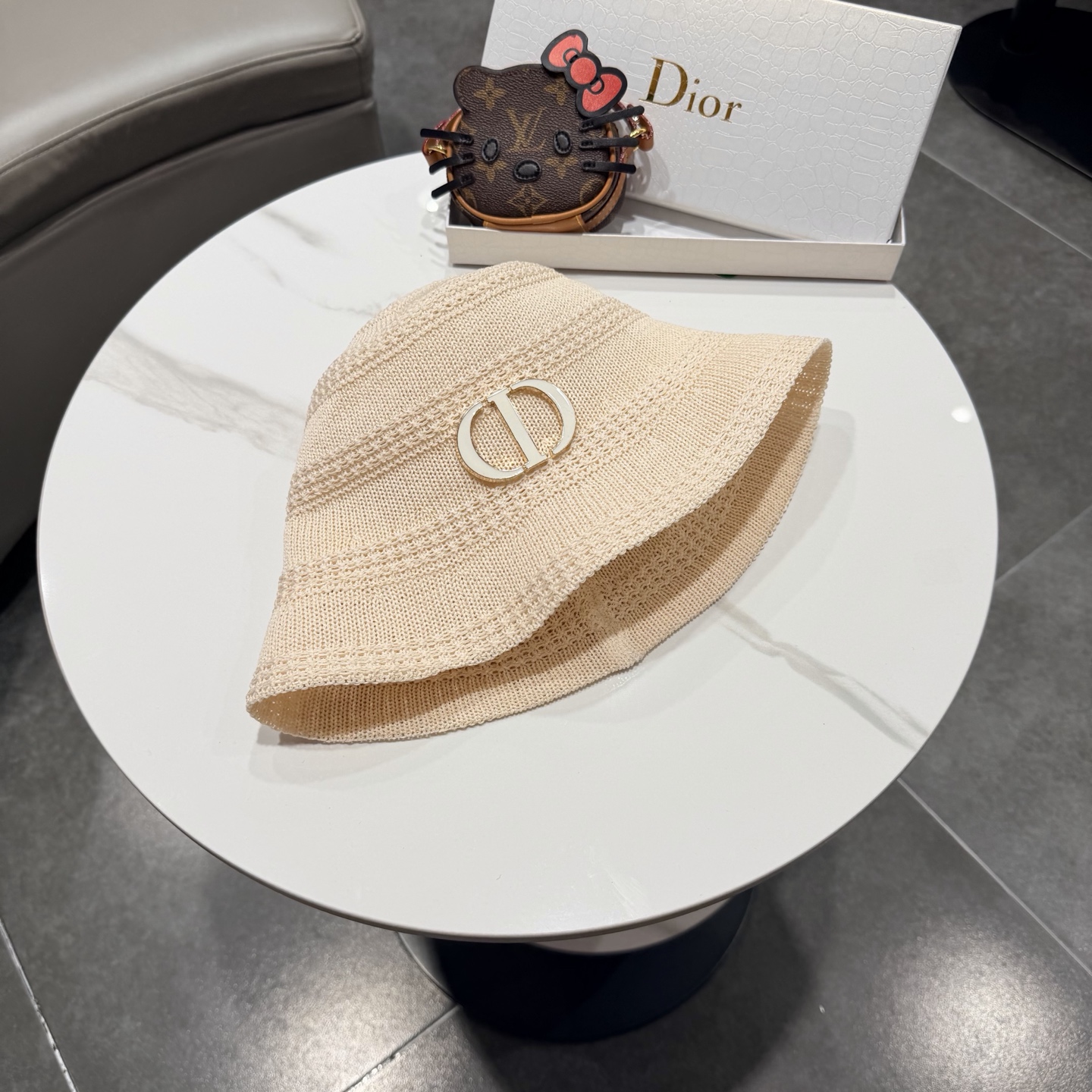 Dior迪奥百搭针织镂空渔夫帽子女春夏季2026新款透气遮阳防晒帽子盆帽