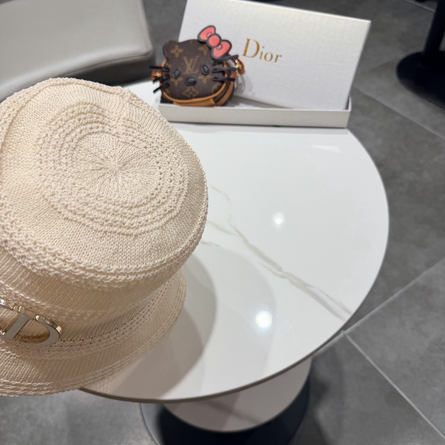 Dior迪奥百搭针织镂空渔夫帽子女春夏季2026新款透气遮阳防晒帽子盆帽