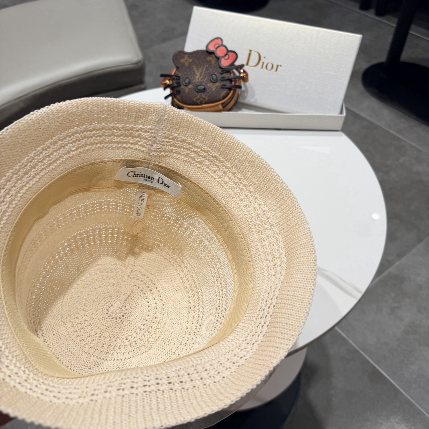 Dior迪奥百搭针织镂空渔夫帽子女春夏季2026新款透气遮阳防晒帽子盆帽