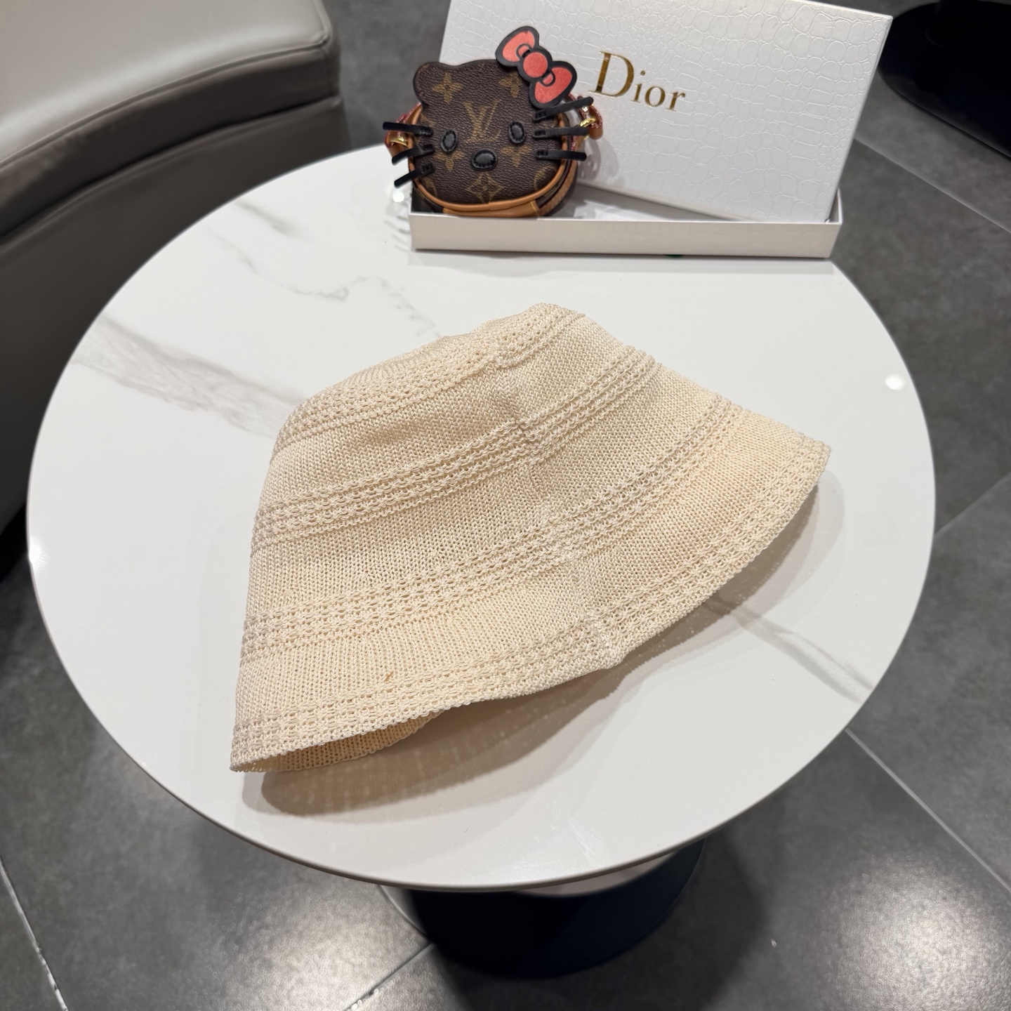 Dior迪奥百搭针织镂空渔夫帽子女春夏季2026新款透气遮阳防晒帽子盆帽