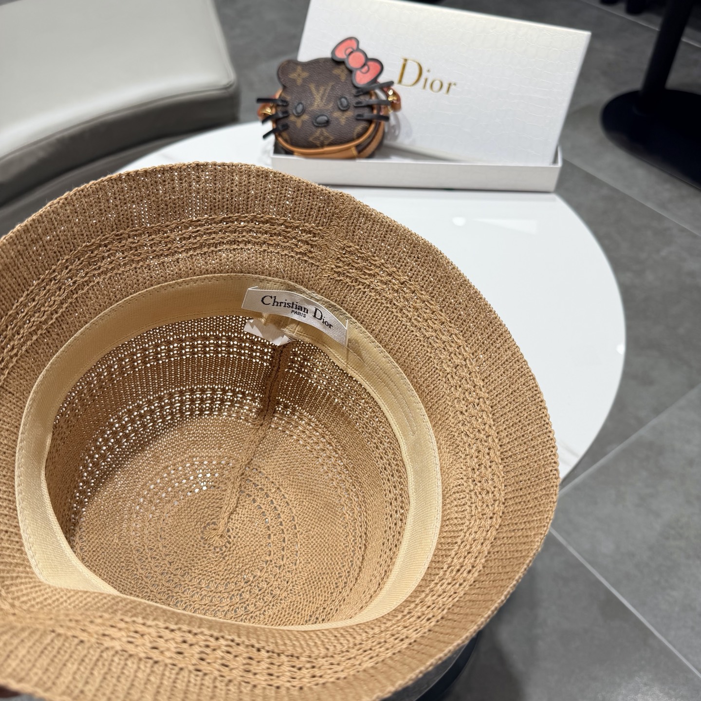 Dior迪奥百搭针织镂空渔夫帽子女春夏季2026新款透气遮阳防晒帽子盆帽