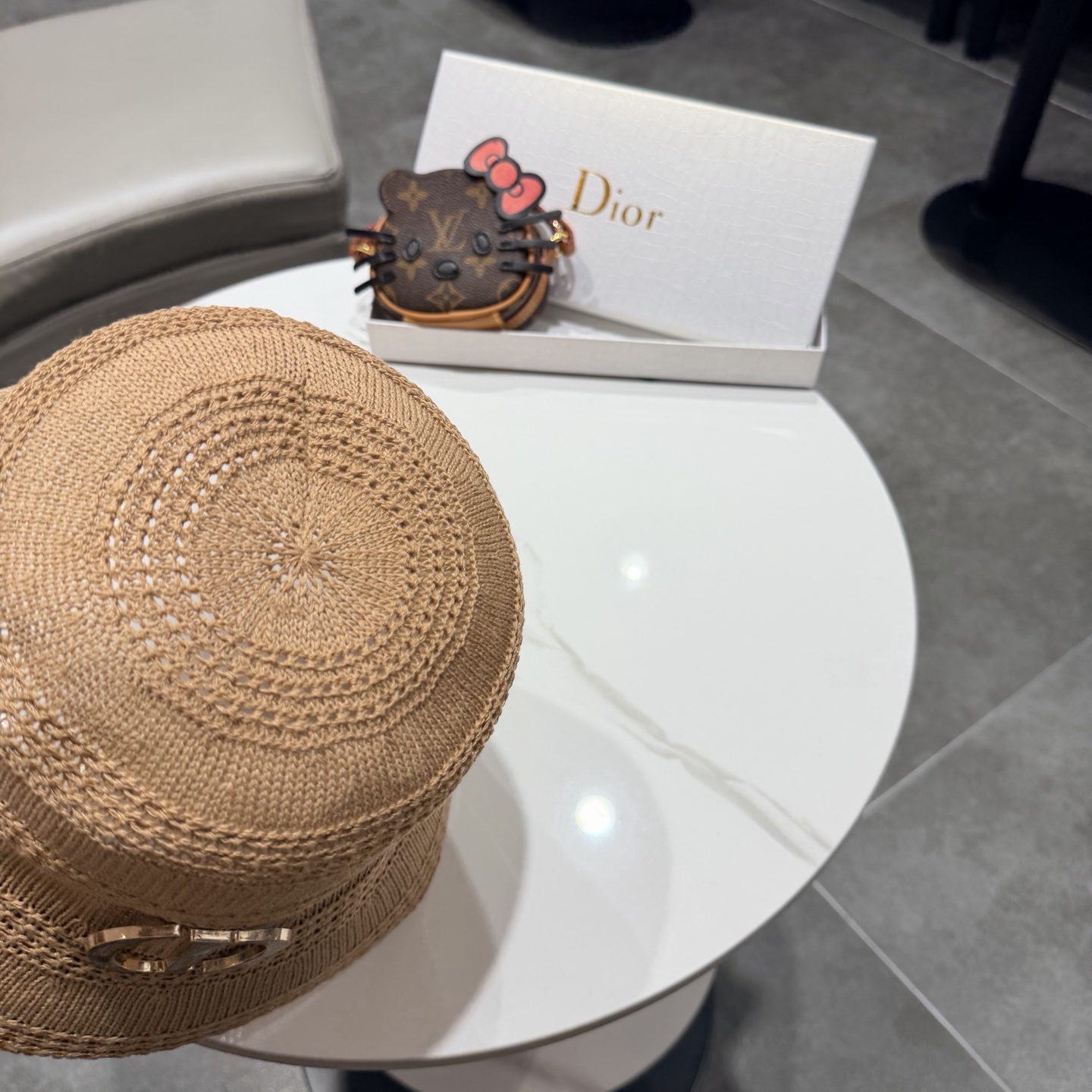 Dior迪奥百搭针织镂空渔夫帽子女春夏季2026新款透气遮阳防晒帽子盆帽