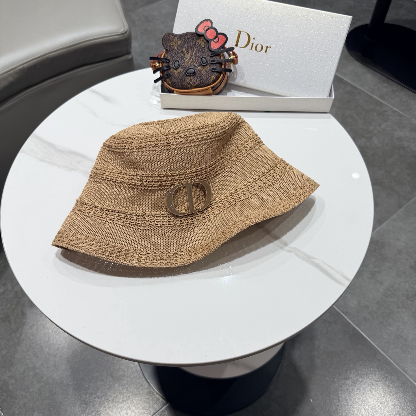 Dior迪奥百搭针织镂空渔夫帽子女春夏季2026新款透气遮阳防晒帽子盆帽