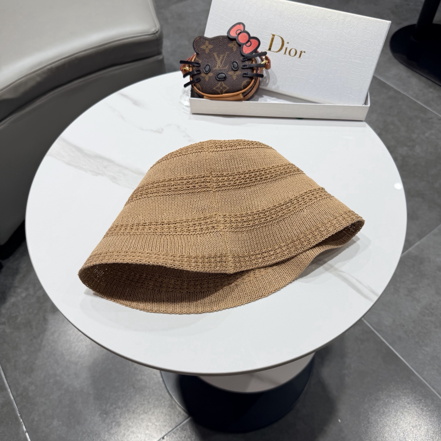 Dior迪奥百搭针织镂空渔夫帽子女春夏季2026新款透气遮阳防晒帽子盆帽