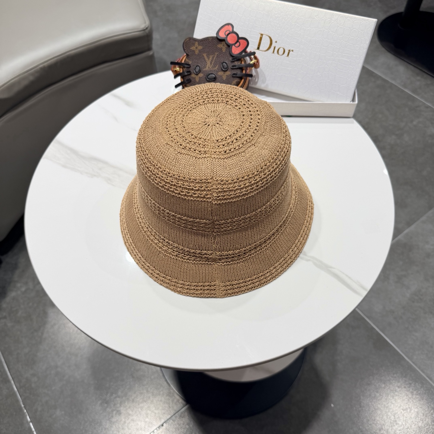 Dior迪奥百搭针织镂空渔夫帽子女春夏季2026新款透气遮阳防晒帽子盆帽