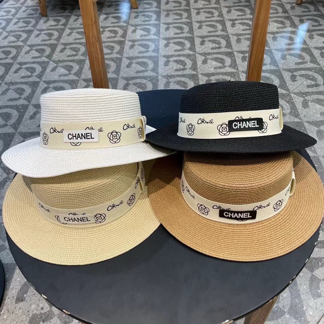 【CHANEL香奈儿】2026的新款平顶草帽，沙滩风，简约大方，百搭单品～出街首选，
