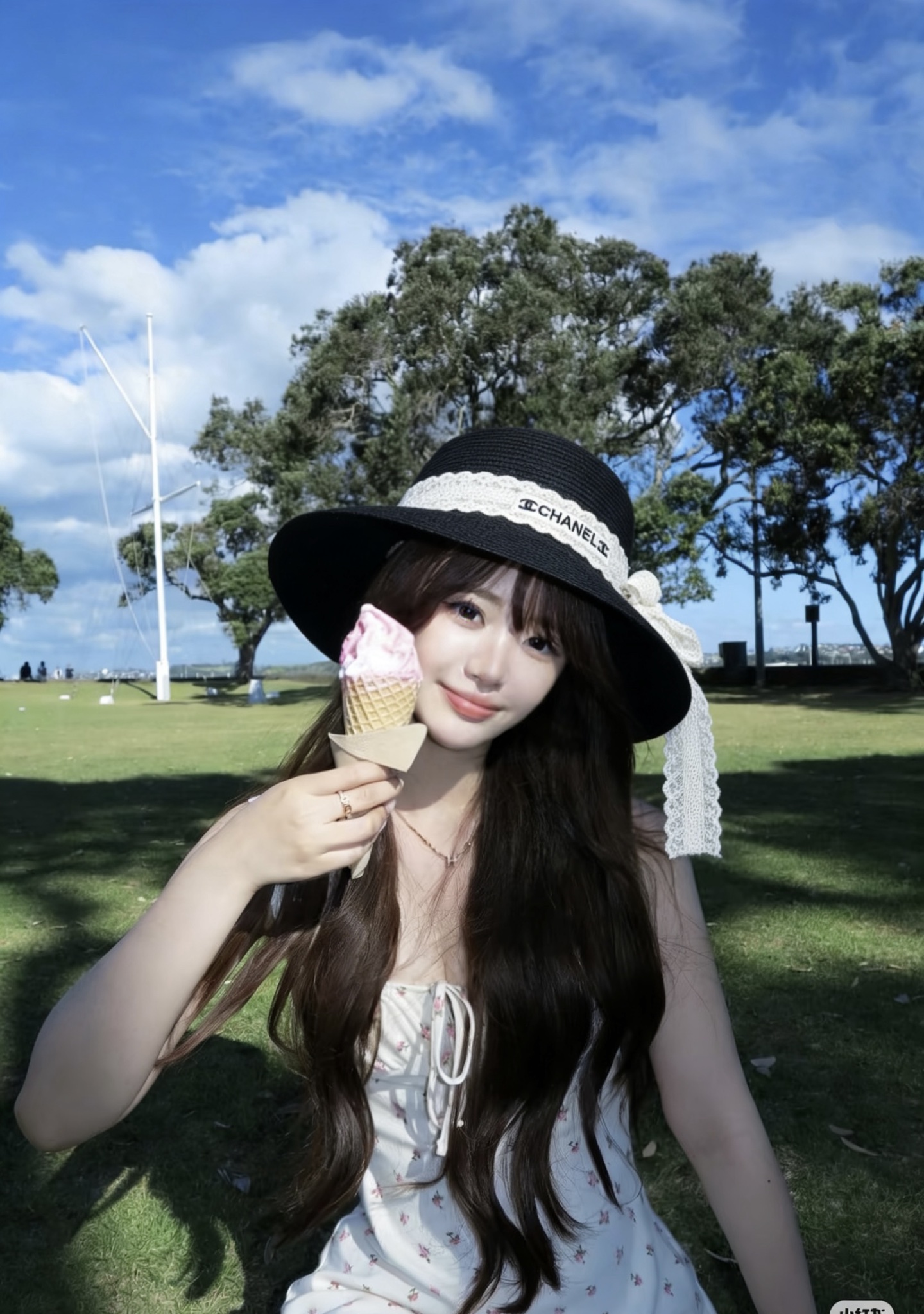 Chanel香奈儿新款名媛风平顶草帽，夏季百搭！