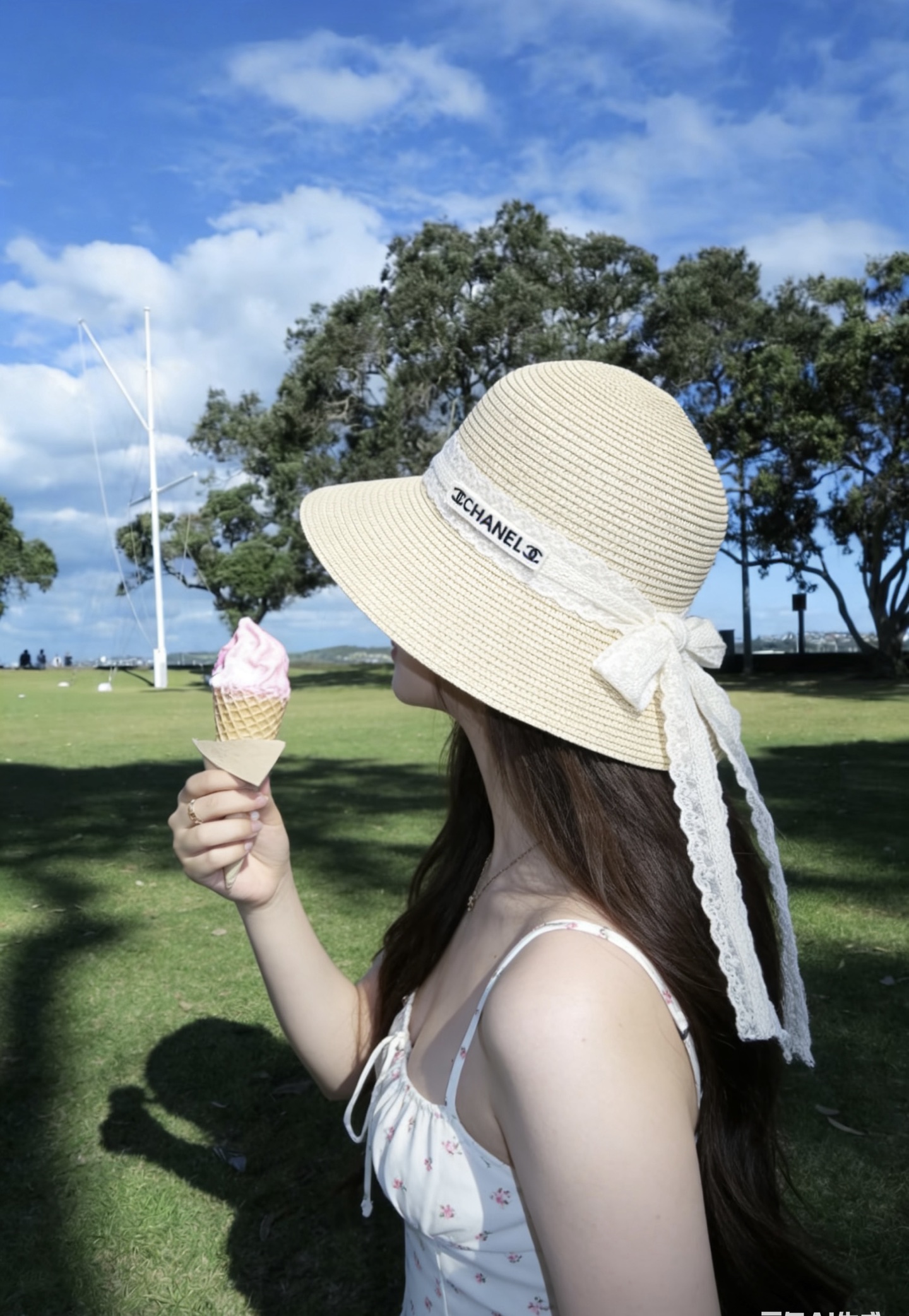 Chanel香奈儿新款名媛风平顶草帽，夏季百搭！