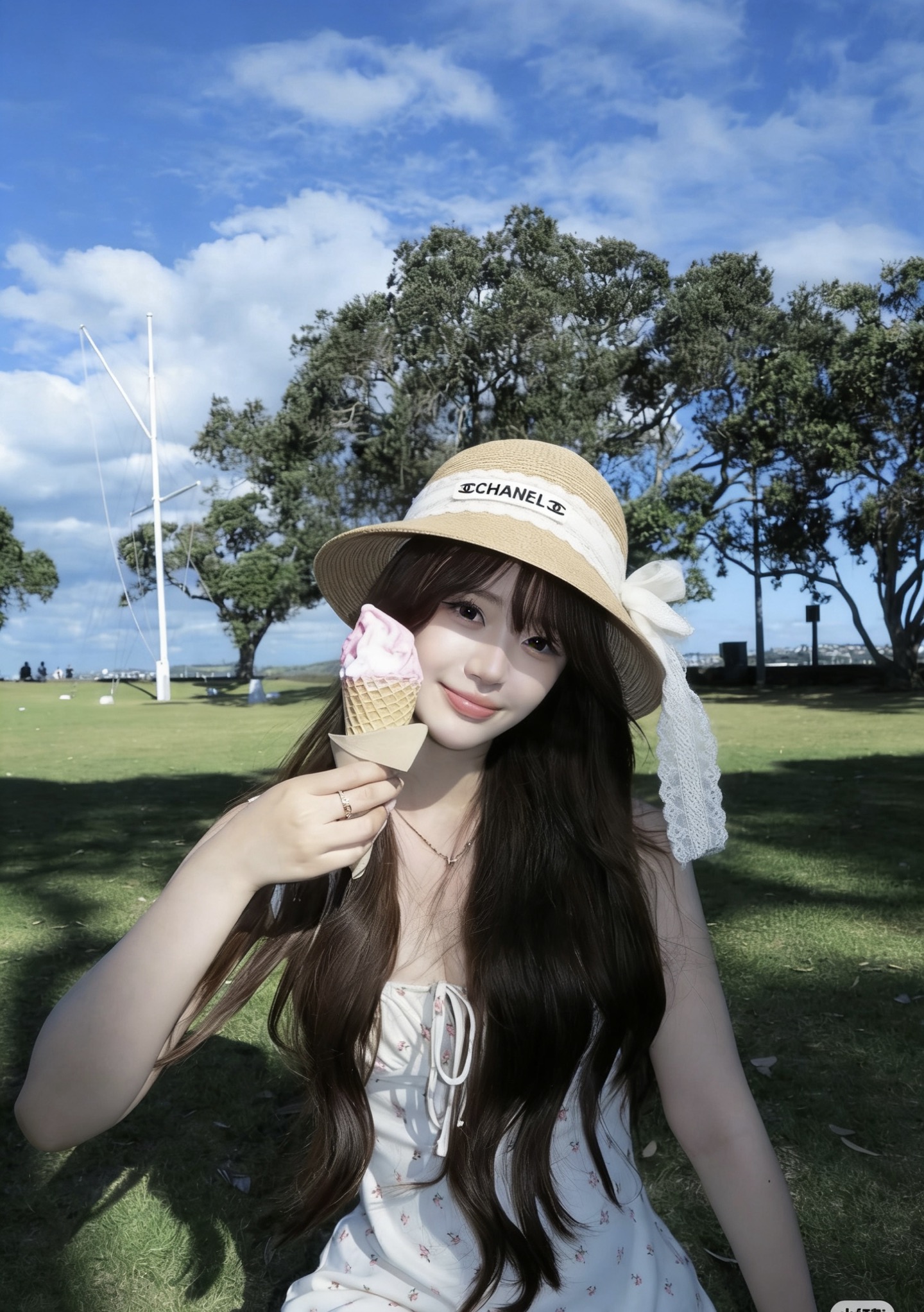 Chanel香奈儿新款名媛风平顶草帽，夏季百搭！