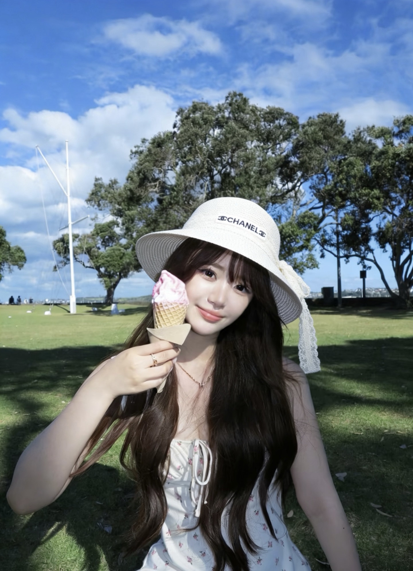 Chanel香奈儿新款名媛风平顶草帽，夏季百搭！