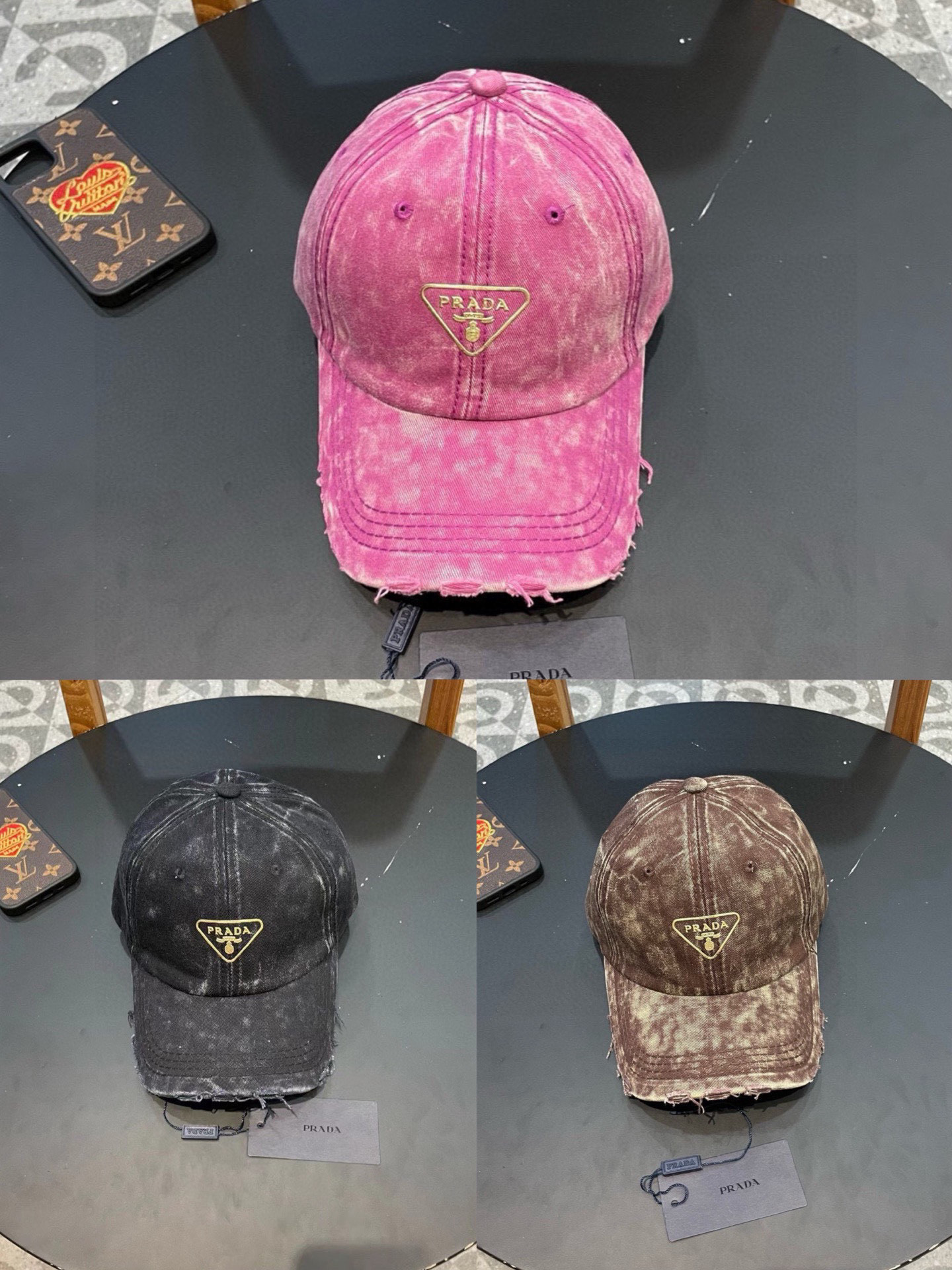 普拉达Prada 经典三角标棒球帽🧢万能必留款 戴一万年都好看 日常刚需 颜色完美 帽型正点 简直谁戴都