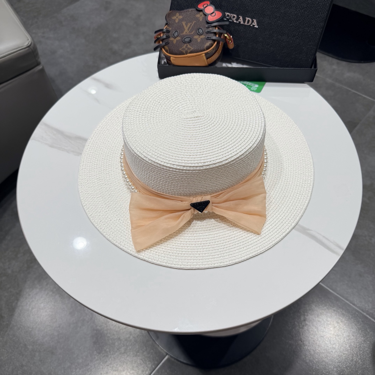 普拉达新款平顶礼帽，草帽，头围57cm