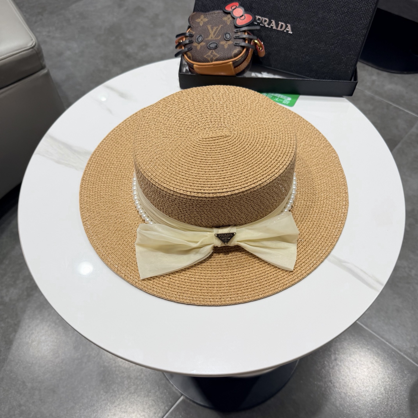 普拉达新款平顶礼帽，草帽，头围57cm