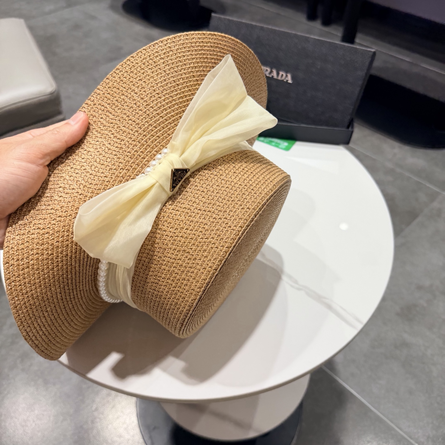 普拉达新款平顶礼帽，草帽，头围57cm