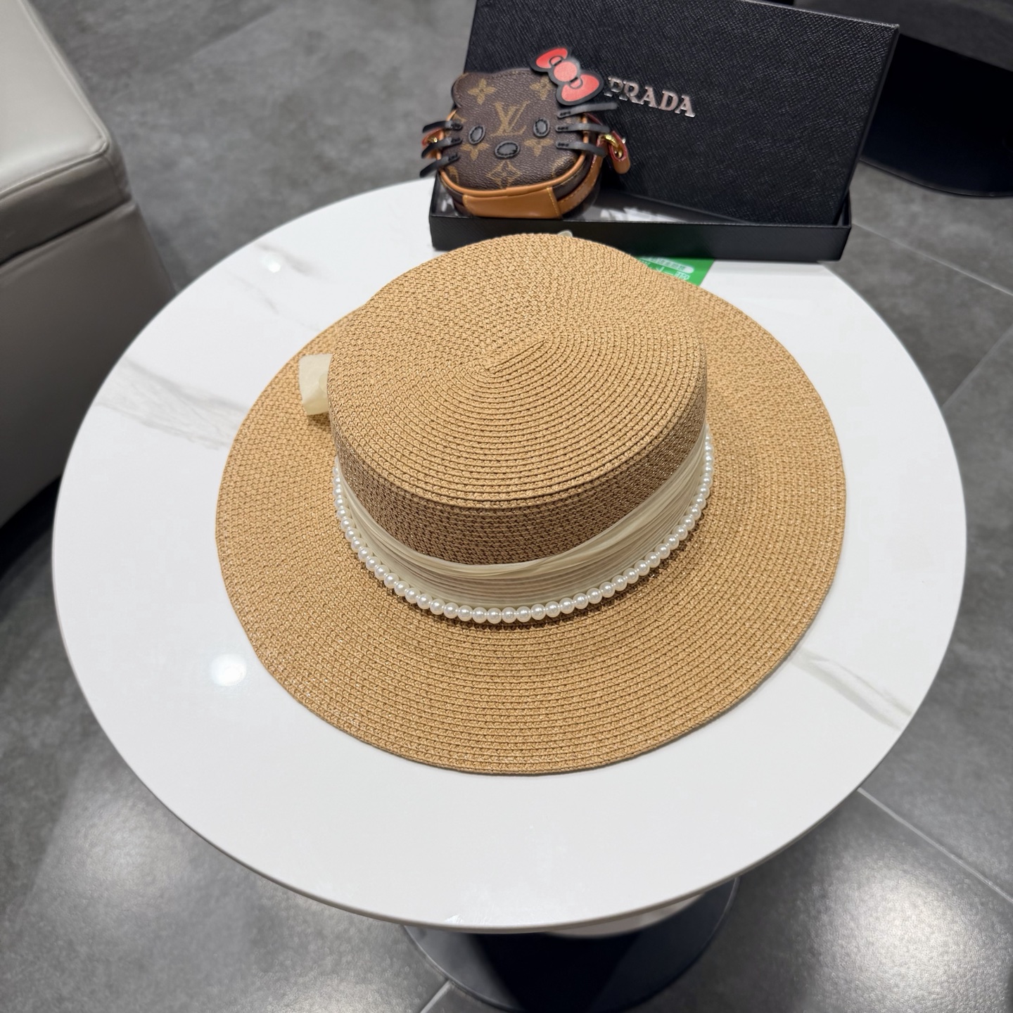 普拉达新款平顶礼帽，草帽，头围57cm