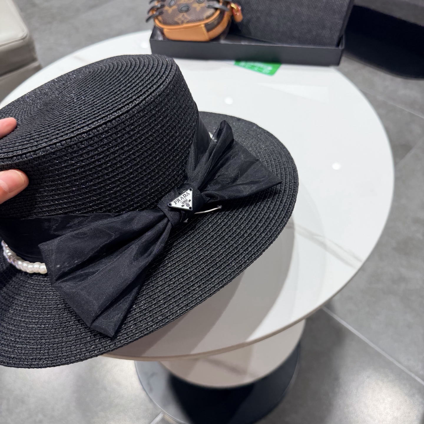 普拉达新款平顶礼帽，草帽，头围57cm