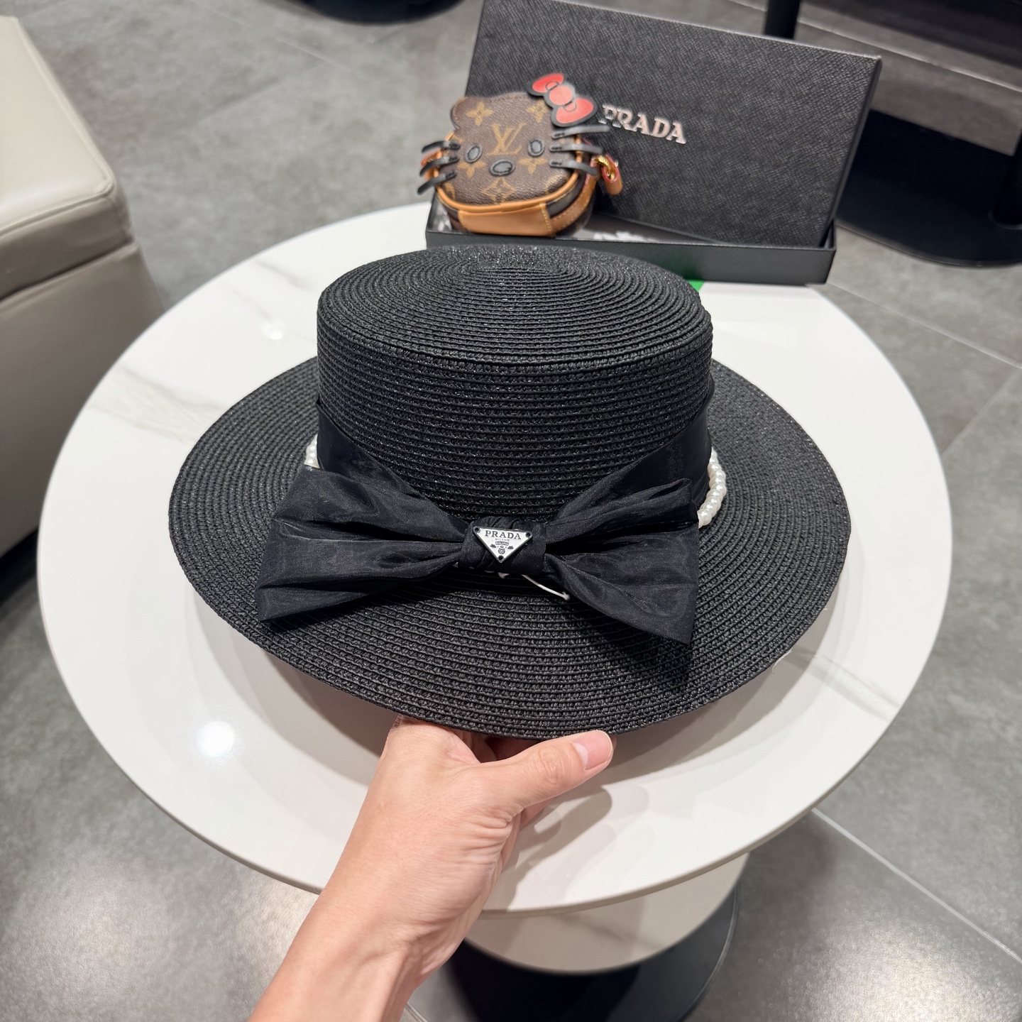 普拉达新款平顶礼帽，草帽，头围57cm