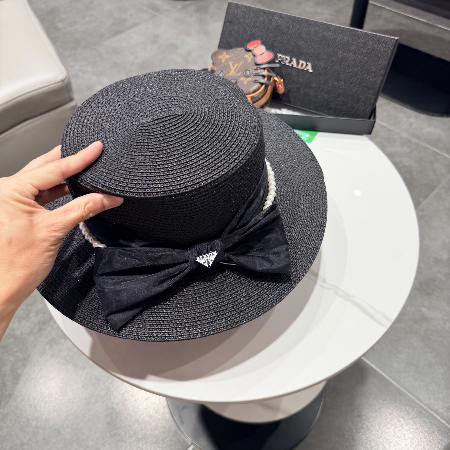 普拉达新款平顶礼帽，草帽，头围57cm