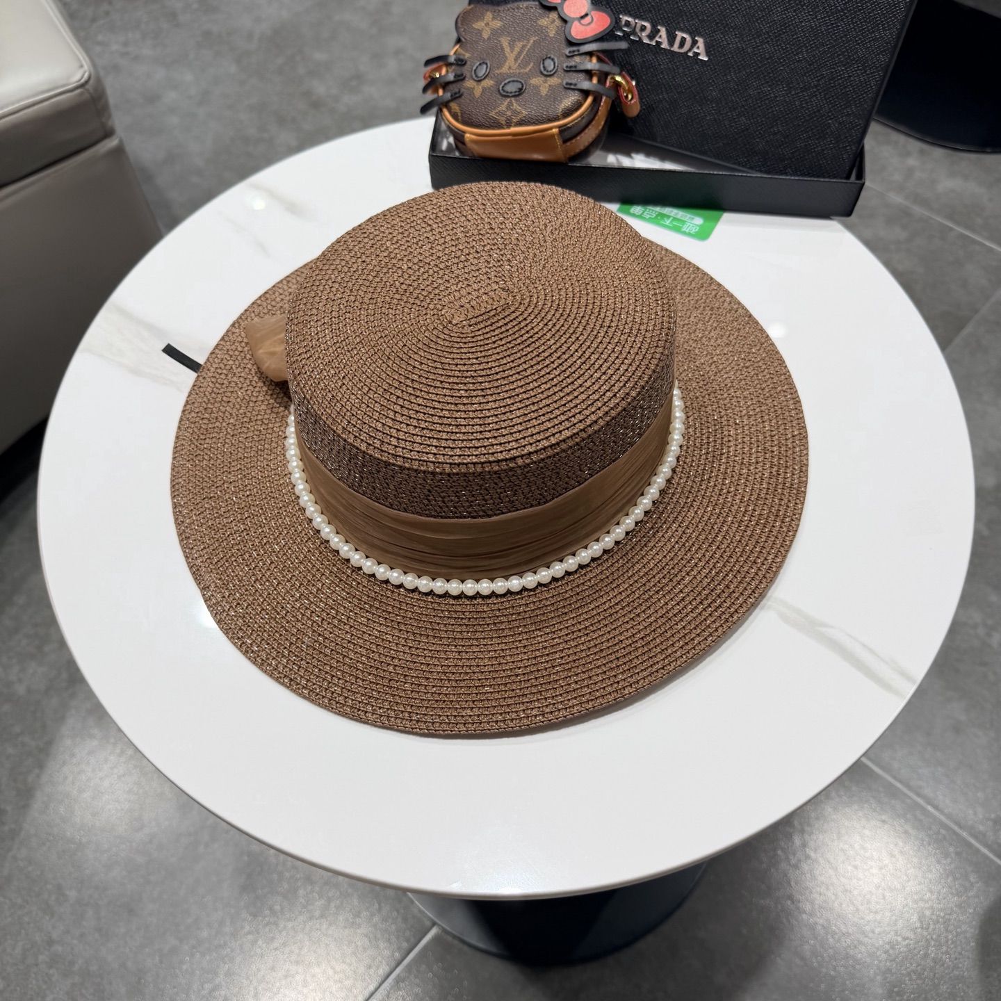 普拉达新款平顶礼帽，草帽，头围57cm
