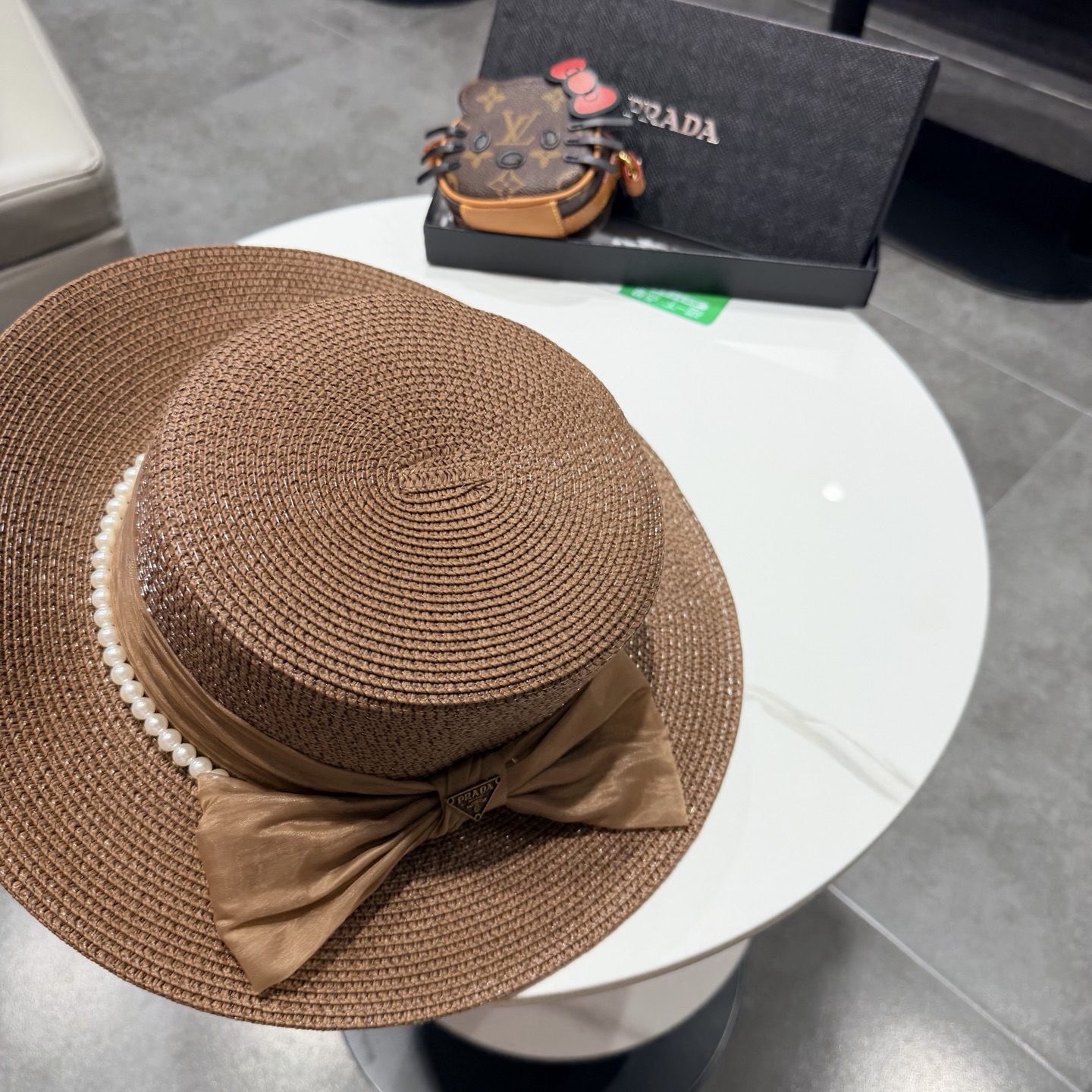 普拉达新款平顶礼帽，草帽，头围57cm
