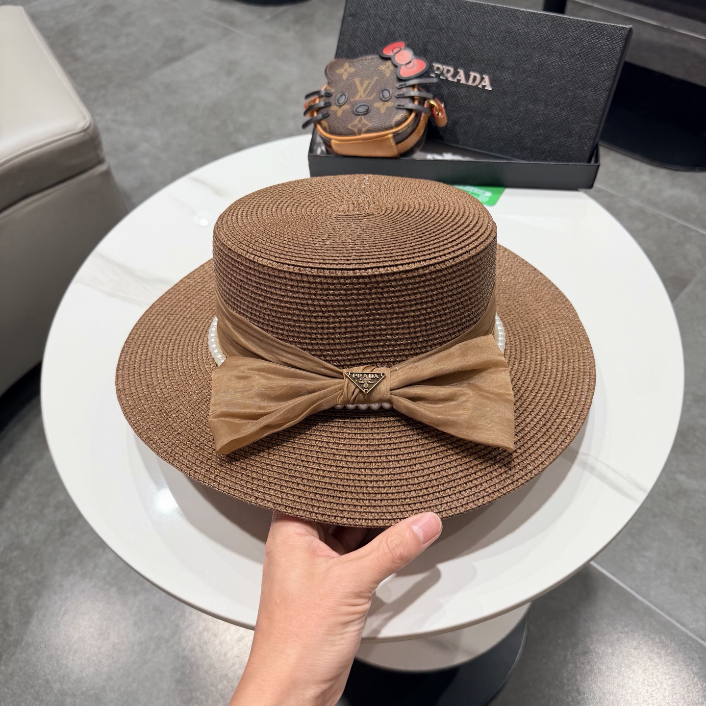 普拉达新款平顶礼帽，草帽，头围57cm