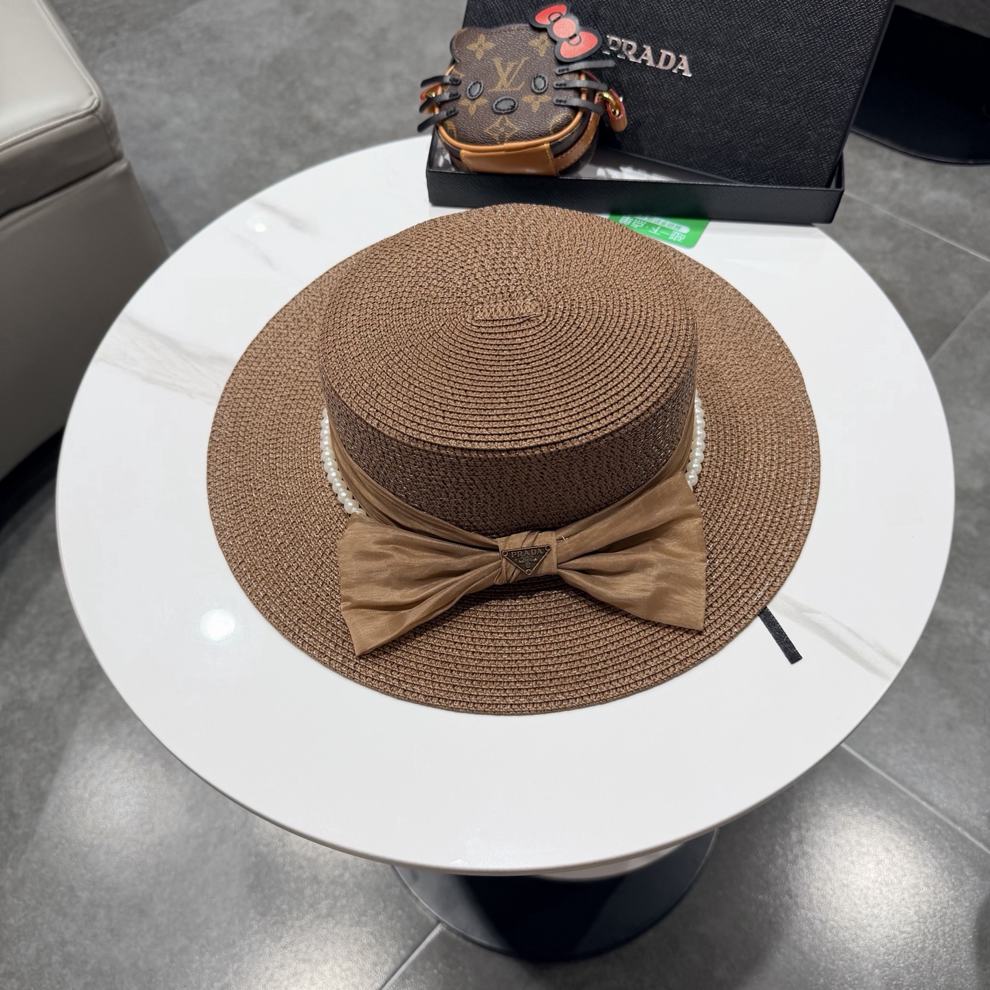 普拉达新款平顶礼帽，草帽，头围57cm