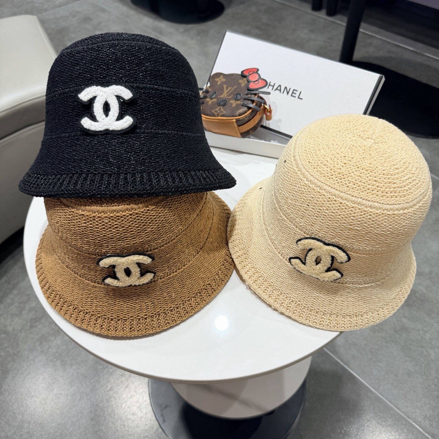 chanel香奈儿盆帽女针织渔夫帽韩版时尚休闲编织帽可折叠防晒帽宽边显瘦遮脸型