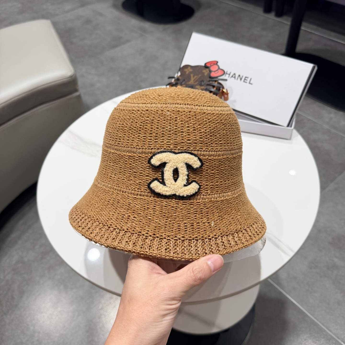 chanel香奈儿盆帽女针织渔夫帽韩版时尚休闲编织帽可折叠防晒帽宽边显瘦遮脸型