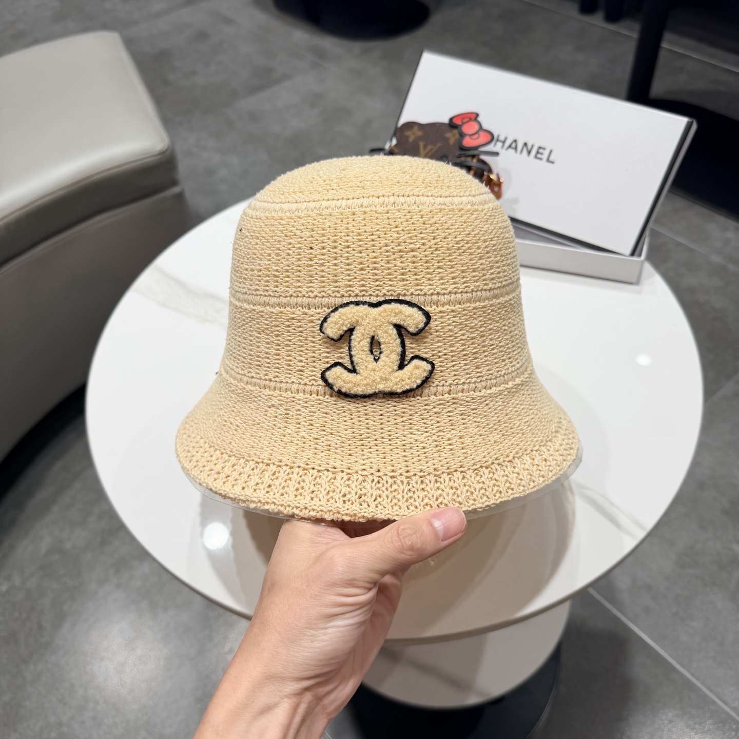 chanel香奈儿盆帽女针织渔夫帽韩版时尚休闲编织帽可折叠防晒帽宽边显瘦遮脸型