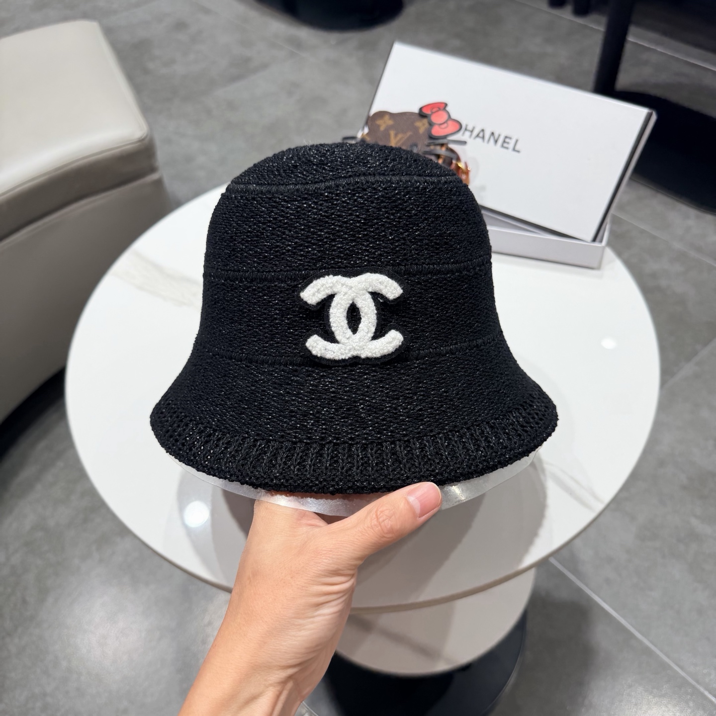 chanel香奈儿盆帽女针织渔夫帽韩版时尚休闲编织帽可折叠防晒帽宽边显瘦遮脸型