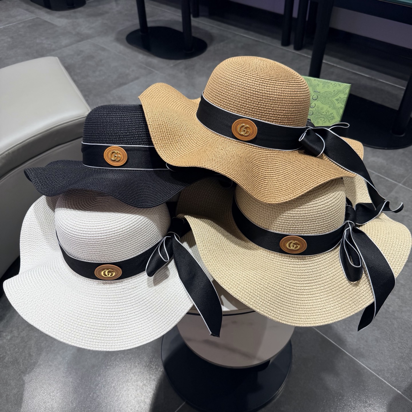 Gucci古奇新款草帽，沙滩大檐帽，头围57cm