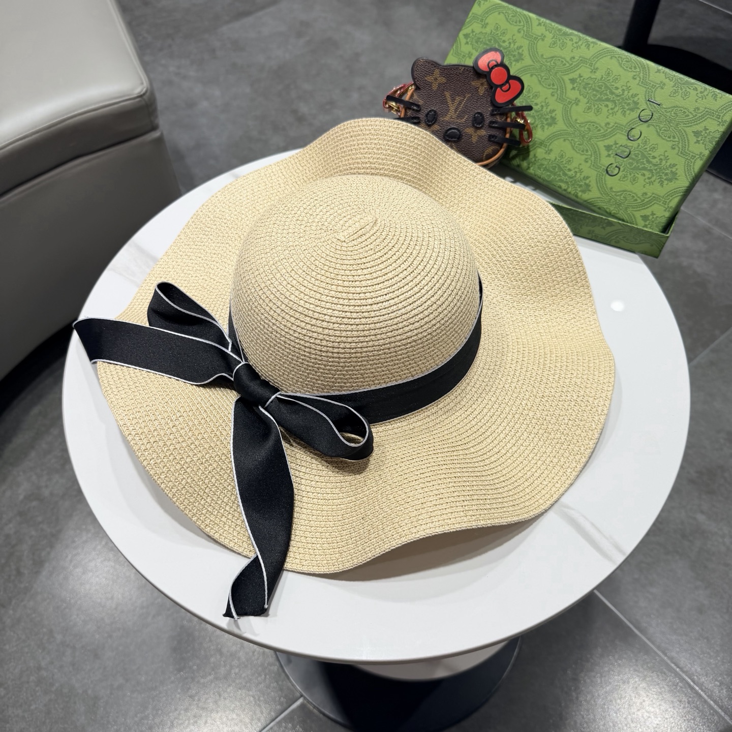 Gucci古奇新款草帽，沙滩大檐帽，头围57cm