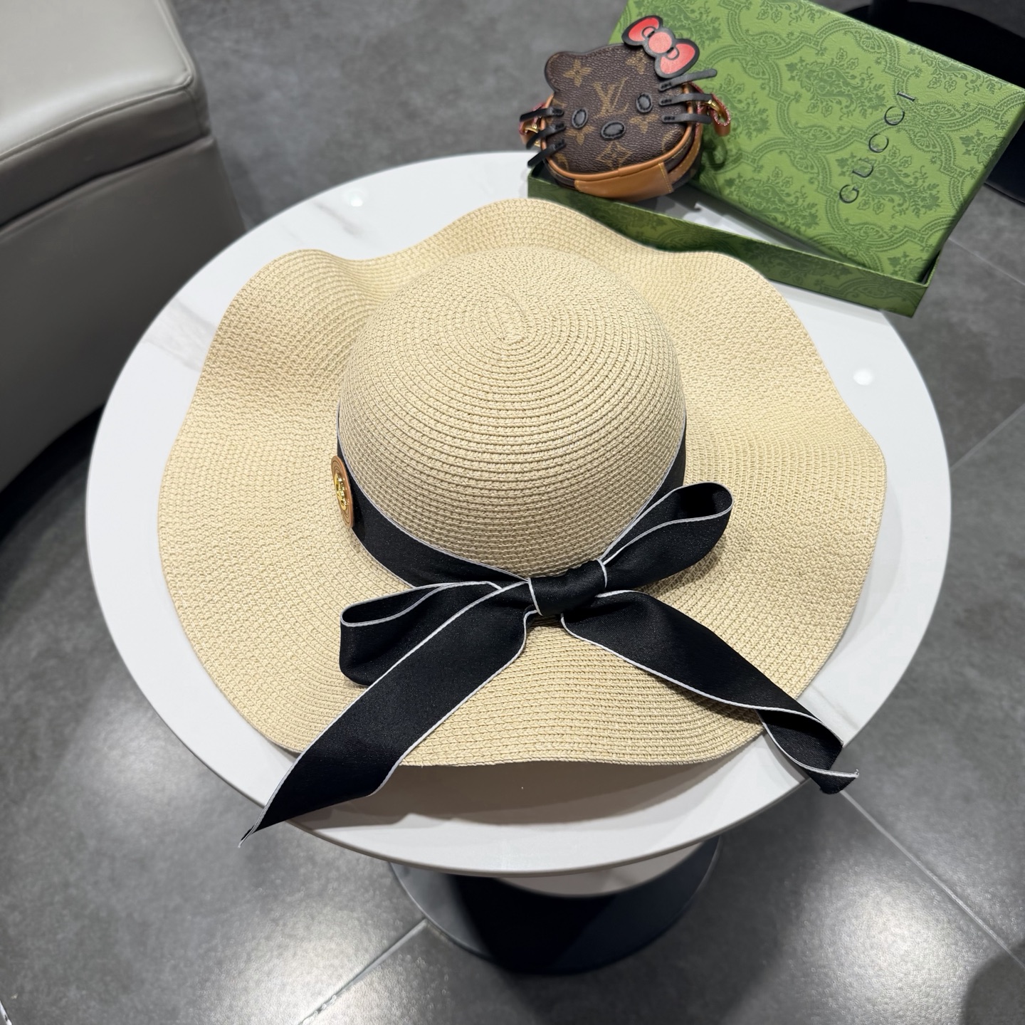 Gucci古奇新款草帽，沙滩大檐帽，头围57cm