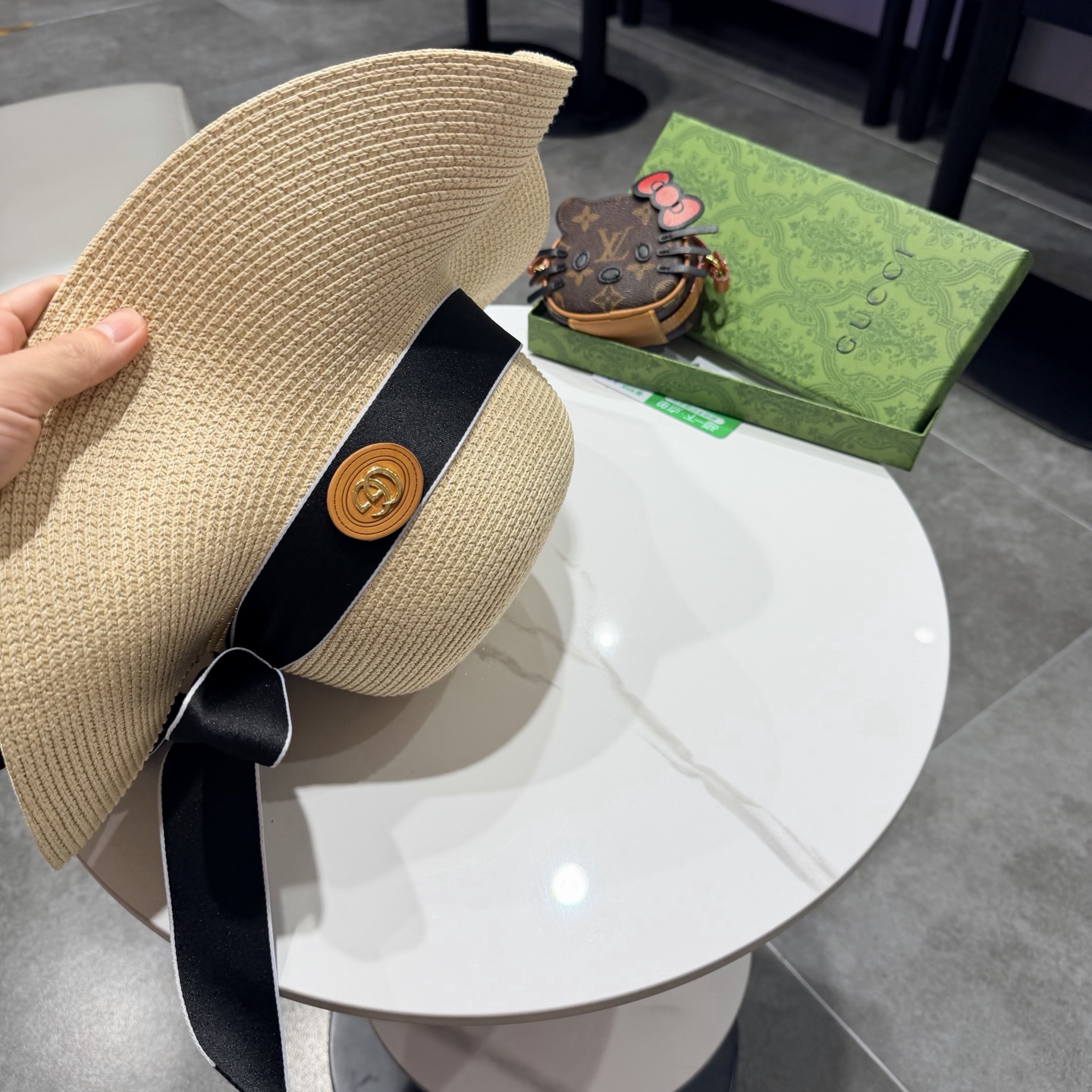 Gucci古奇新款草帽，沙滩大檐帽，头围57cm