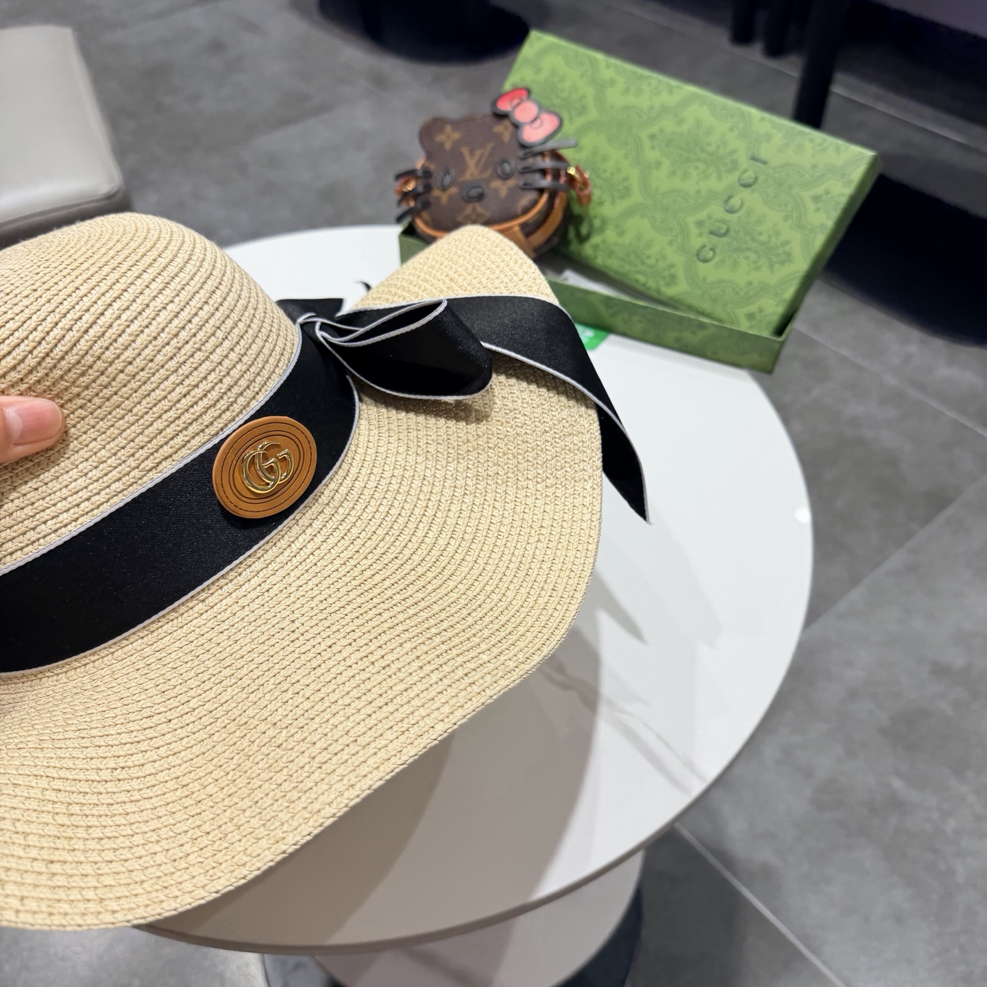Gucci古奇新款草帽，沙滩大檐帽，头围57cm