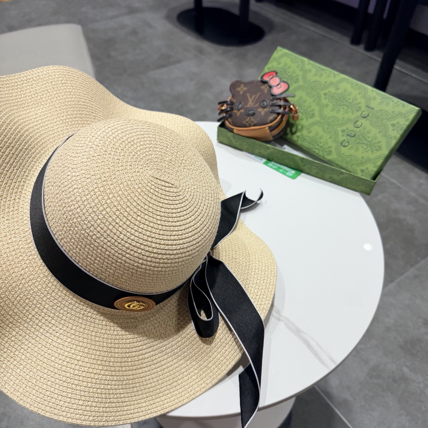 Gucci古奇新款草帽，沙滩大檐帽，头围57cm