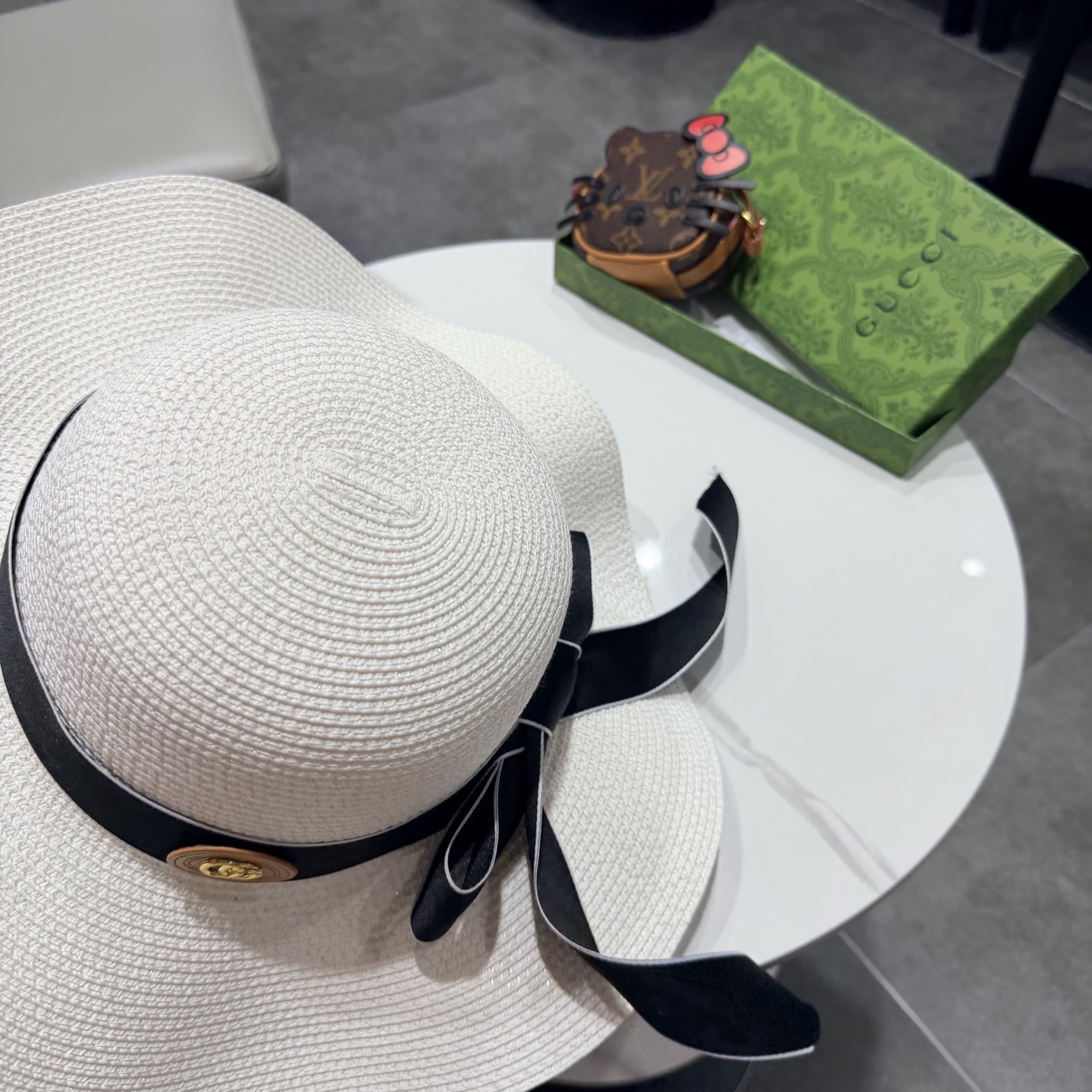 Gucci古奇新款草帽，沙滩大檐帽，头围57cm