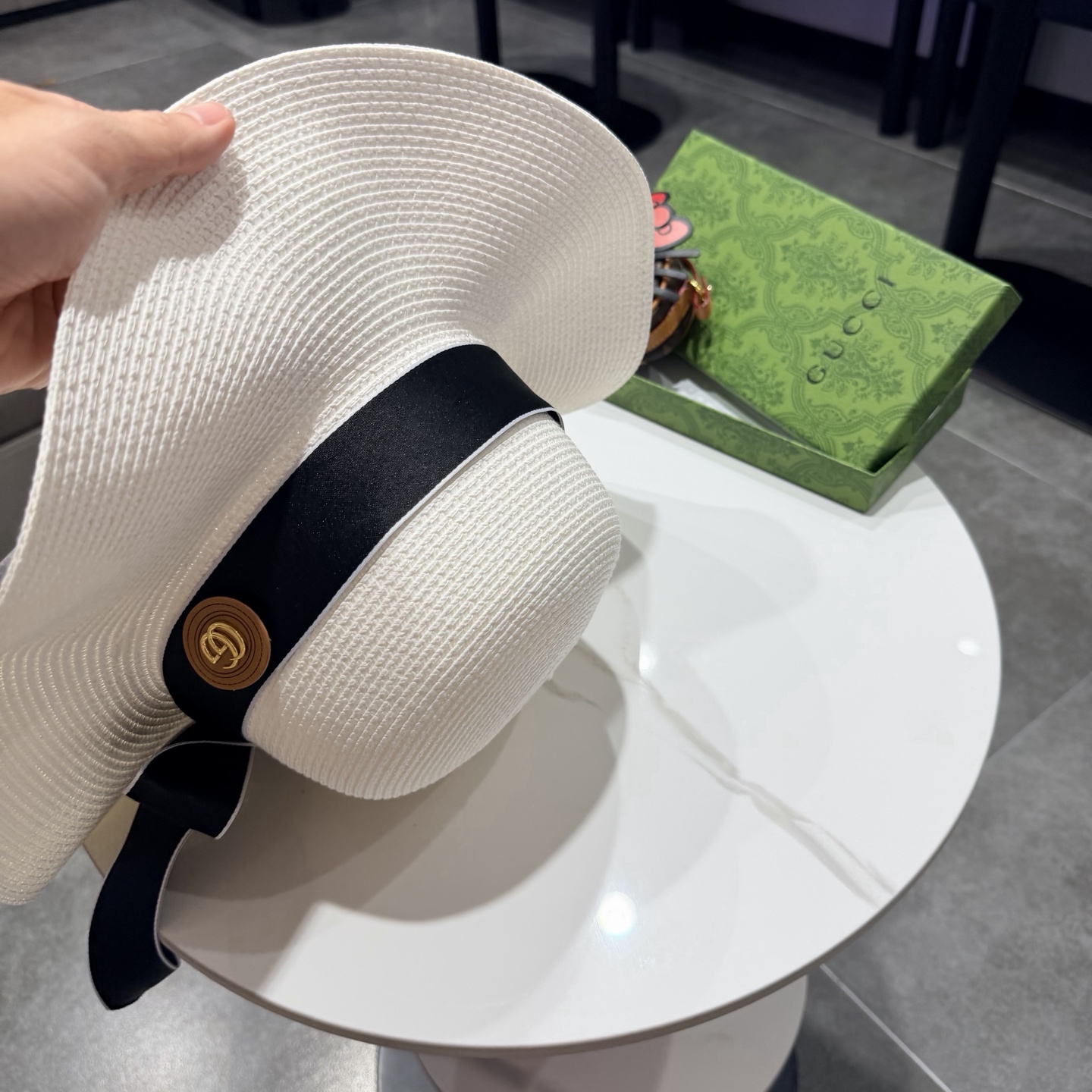 Gucci古奇新款草帽，沙滩大檐帽，头围57cm
