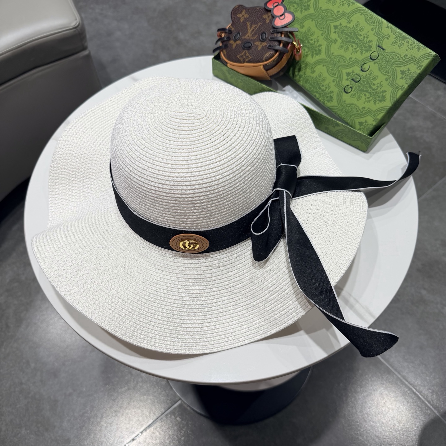 Gucci古奇新款草帽，沙滩大檐帽，头围57cm