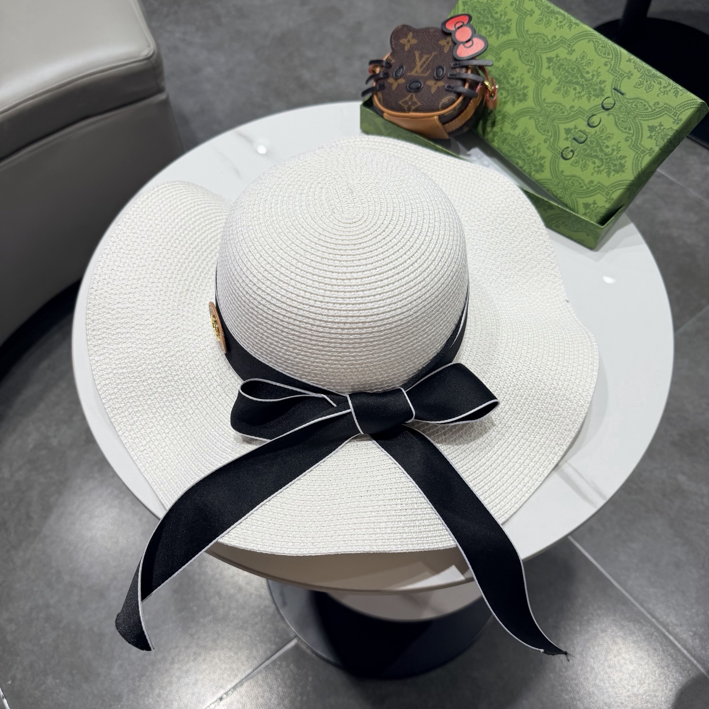 Gucci古奇新款草帽，沙滩大檐帽，头围57cm