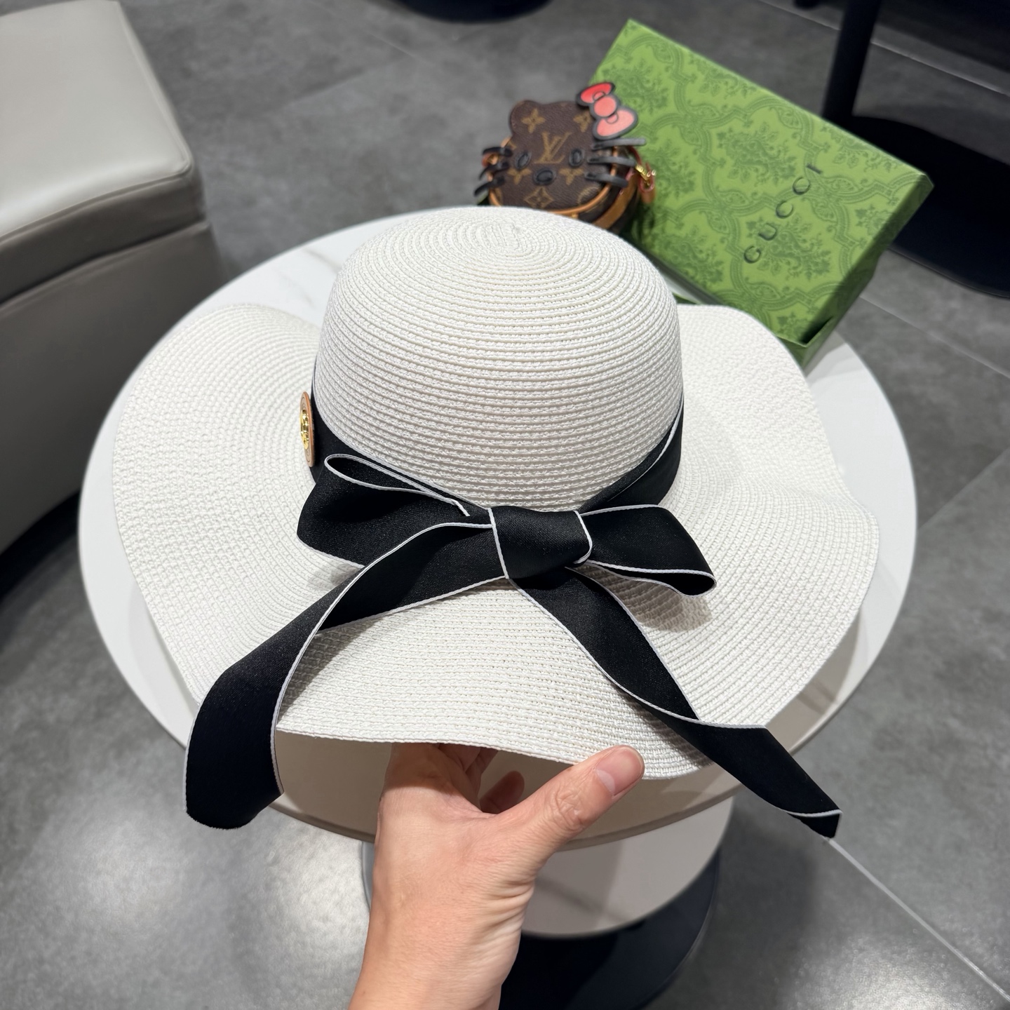 Gucci古奇新款草帽，沙滩大檐帽，头围57cm