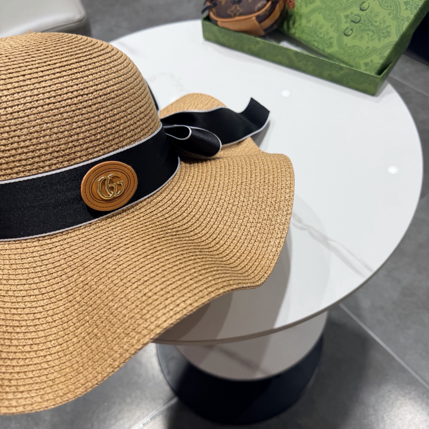 Gucci古奇新款草帽，沙滩大檐帽，头围57cm