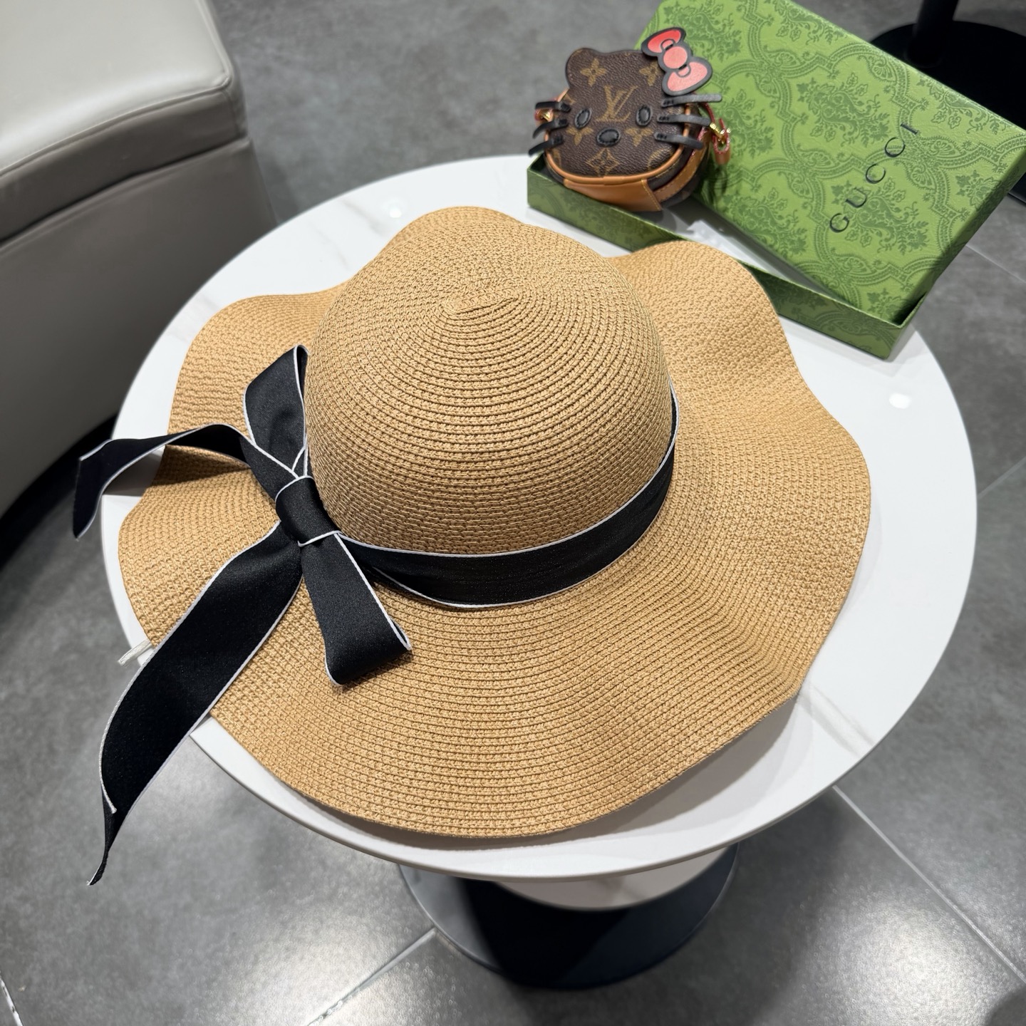 Gucci古奇新款草帽，沙滩大檐帽，头围57cm