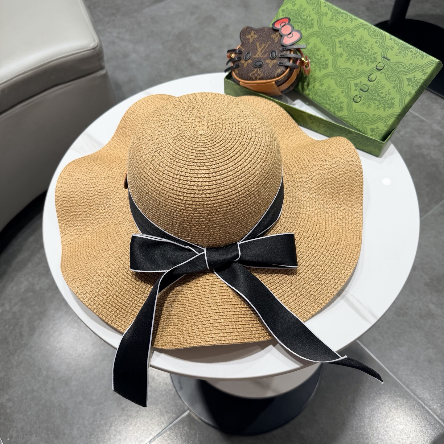 Gucci古奇新款草帽，沙滩大檐帽，头围57cm