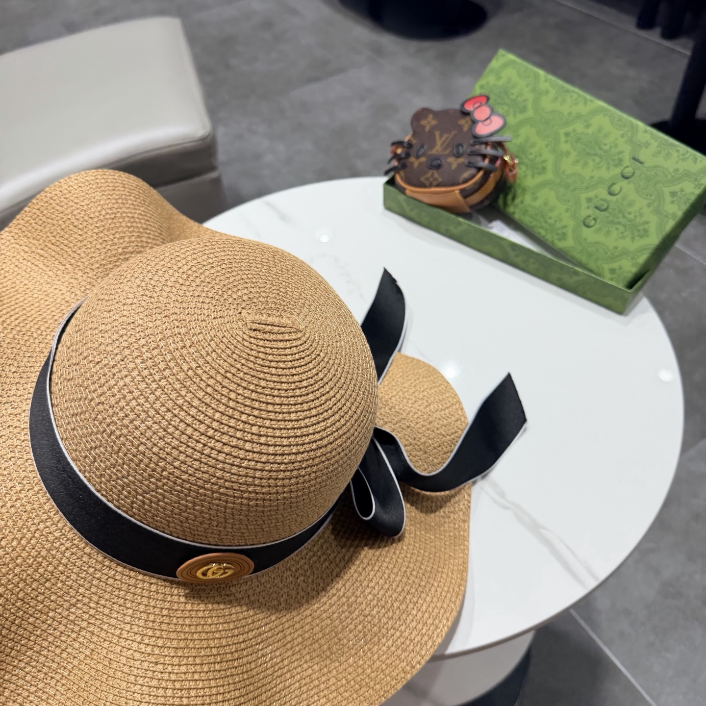 Gucci古奇新款草帽，沙滩大檐帽，头围57cm