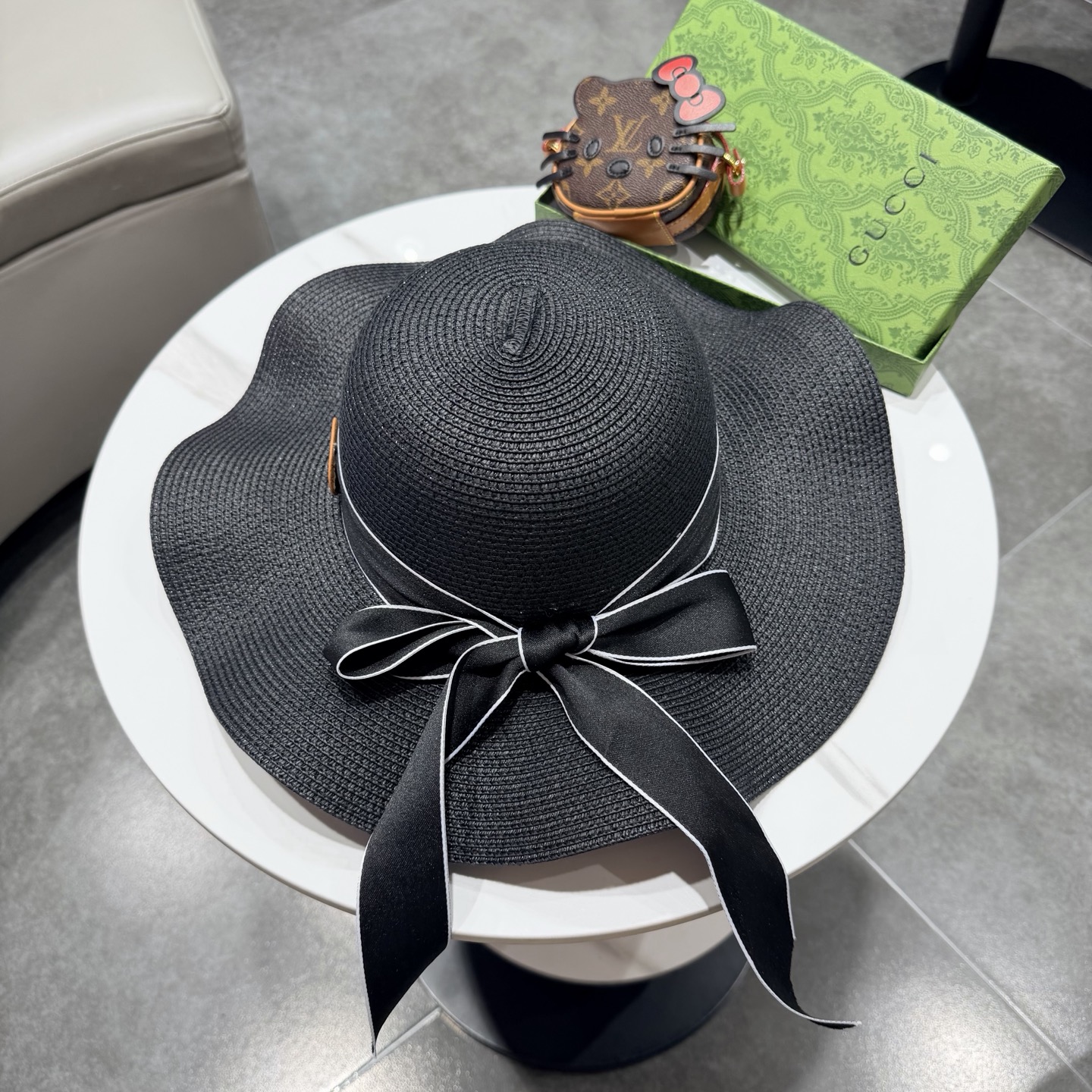 Gucci古奇新款草帽，沙滩大檐帽，头围57cm