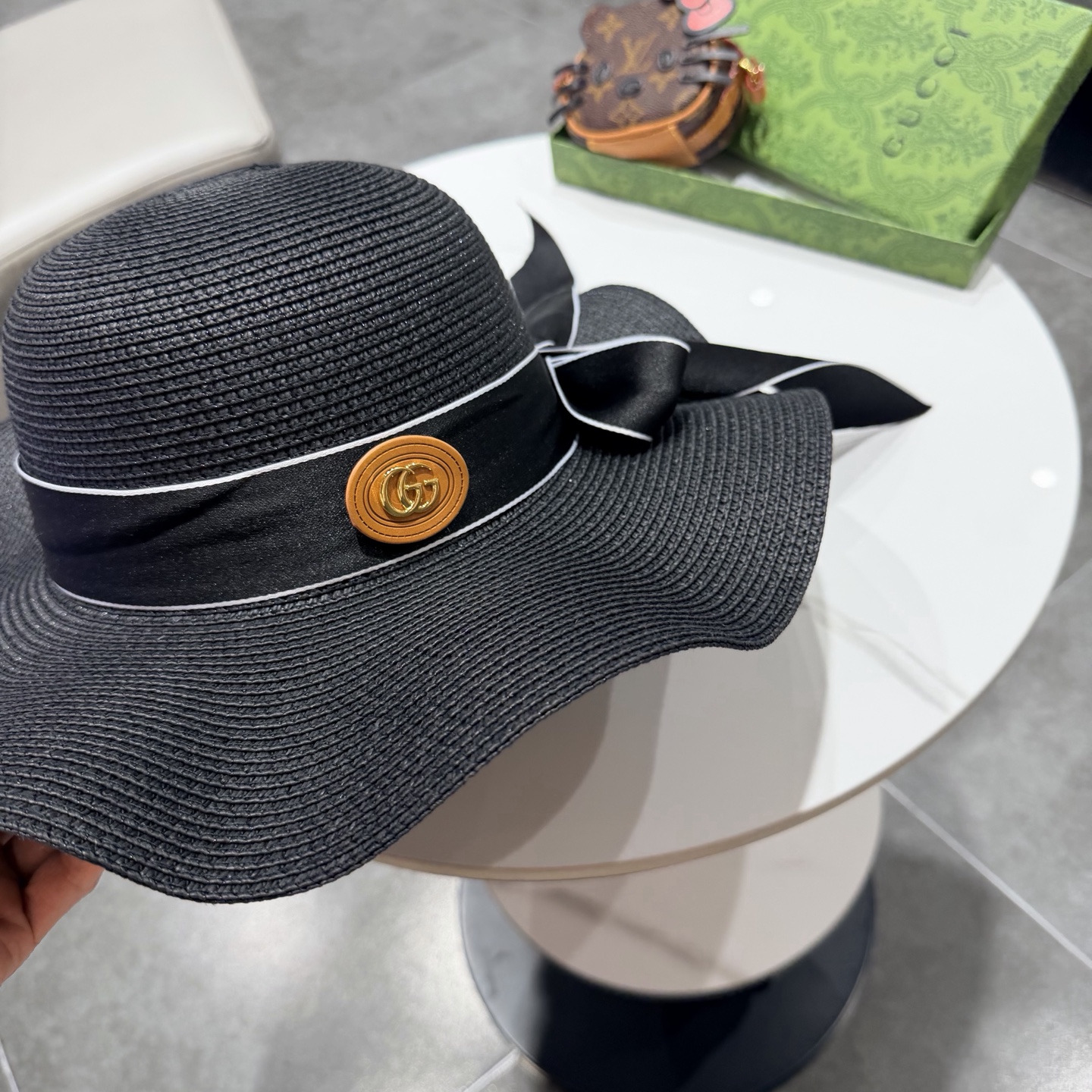 Gucci古奇新款草帽，沙滩大檐帽，头围57cm
