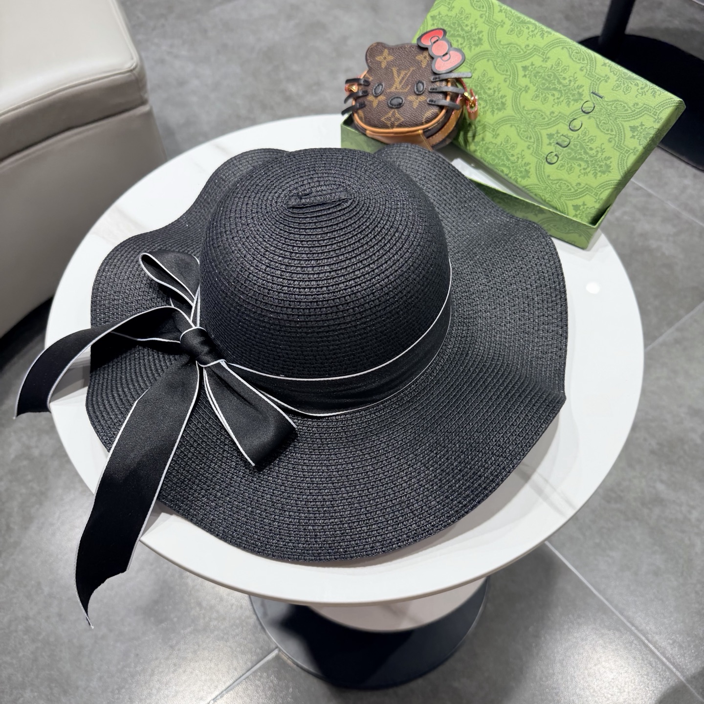 Gucci古奇新款草帽，沙滩大檐帽，头围57cm