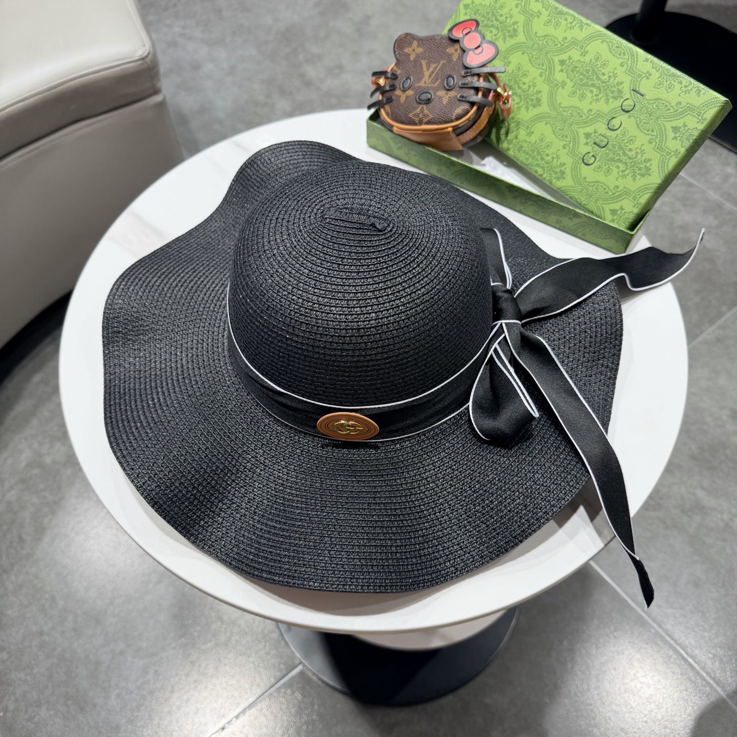 Gucci古奇新款草帽，沙滩大檐帽，头围57cm